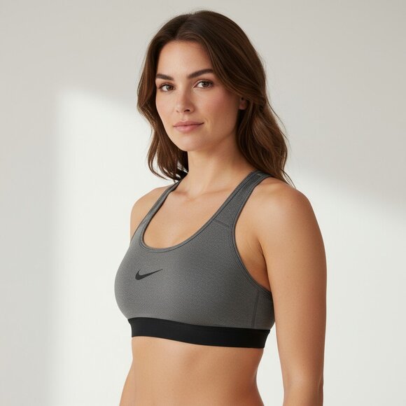 Nike Gray Dri-FIT Swoosh Medium-Support Sports Bra Size S - Picture 2 of 5
